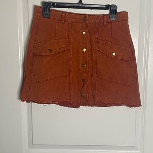 Rust Button-Front Women's Skirt